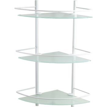 Стеклянная полка WasserKRAFT K-3133W угловая Белая — фото 1, Полки для ванной и душа