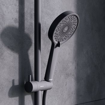 Душевая система Damixa Apollo 947760300 с термостатом Черная матовая — фото 6, Душевые стойки