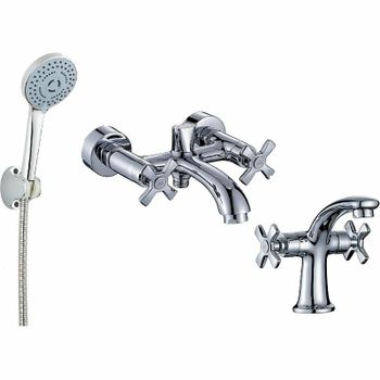 Комплект смесителей Orange Kristi M33-311cr Хром — фото 1, Готовые комплекты для ванной комнаты