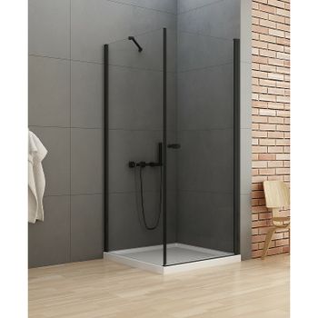 Душевой уголок New Trendy New Soleo Black 80х80 D-0230A/D-0114B профиль Черный стекло прозрачное — фото 2, Квадратные душевые уголки
