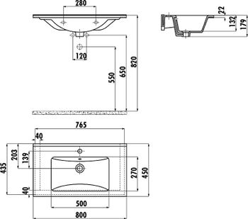 Тумба с раковиной Creavit Verti 80 VE0080.42.VV подвесная Орех — фото 6, Тумбы с раковиной