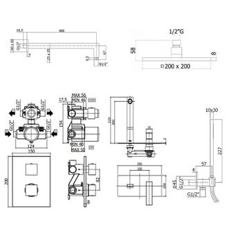 Комплект смесителей Paffoni Elle KITLEQ518NO105 с термостатом Черный матовый — фото 9, Готовые комплекты для ванной комнаты