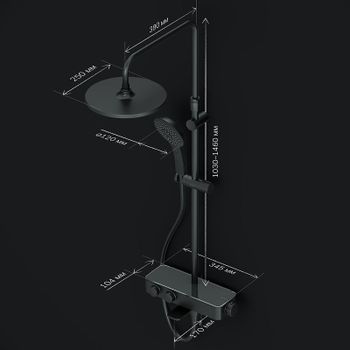 Душевая система AM.PM Inspire V2.0 F0750A522 с термостатом Черная матовая — фото 18, Душевые стойки
