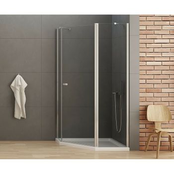 Душевой уголок New Trendy New Soleo Chrome 100х80 K-0608 профиль Хром стекло прозрачное — фото 2, Душевые уголки трапеция