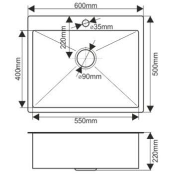 Кухонная мойка Fabia 60х50 60503 Сатин — фото 7, Кухонные мойки