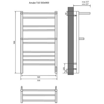Электрический полотенцесушитель Aquatek Альфа П10 500x900 AQ EL RRP1090BL с полкой Черный муар — фото 18, Электрические полотенцесушители