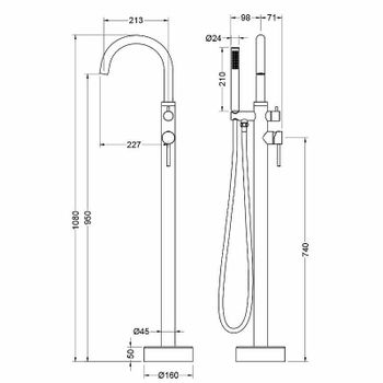 Смеситель для ванны Aquatek Европа AQ1345CR Хром — фото 7, Смесители напольные