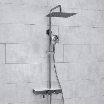 Душевая система WasserKRAFT A113.118.101.CH Thermo с термостатом Хром Белая — фото 8, Душевые стойки