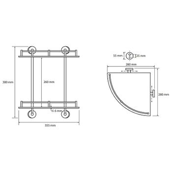 Стеклянная полка Bemeta Omega 104202142 угловая Хром — фото 2, Полки для ванной и душа