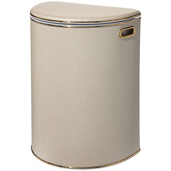 Корзина для белья Geralis RWG-O Ромб Белая, кант Золото, полукруглая — фото 1, Корзины для белья