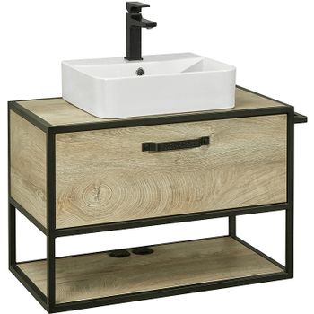 Тумба под раковину Aquaton Лофт Фабрик 80 1A242401LTDU0 подвесная Дуб эндгрейн — фото 2, Тумбы под раковину