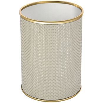 Ведро для мусора Geralis M-RWG-B Ромб Белое, кант Золото, 3 л — фото 1, Мусорные ведра