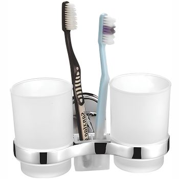 Стакан для зубных щеток Haiba HB1908 двойной Хром — фото 2, Стаканы для зубных щеток