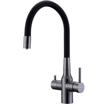 Смеситель для кухни Paulmark Salix Sa213419-GM Вороненая сталь — фото 1, Смесители для кухни