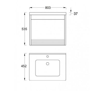 Тумба под раковину Veedi Vision 80 VSN800T-CR подвесная Дуб орех Белая — фото 6, Тумбы под раковину
