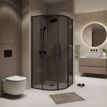 Душевой уголок Niagara Nova 100х100 NG-2827-34BLACK профиль Черный матовый стекло тонированное — фото 1, Душевые уголки четверть круга