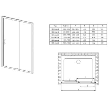 Душевая дверь Vincea Alpha 110 VDS-3AL110CLB профиль Черный стекло прозрачное — фото 8, Раздвижные душевые двери