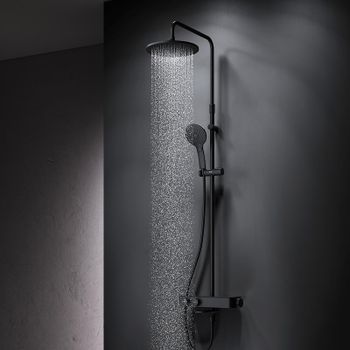 Душевая система AM.PM Inspire V2.0 F0750A522 с термостатом Черная матовая — фото 9, Душевые стойки