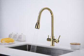 Смеситель для кухни Paulmark Lange La214212-G Золото — фото 3, Смесители для кухни