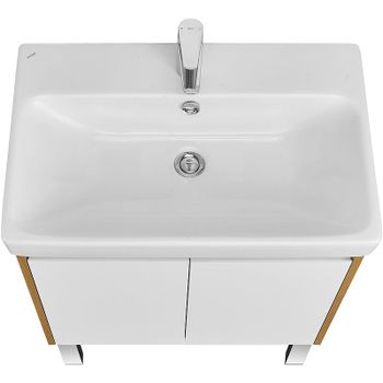 Тумба под раковину Aquaton Сканди Doors 70 1A278901SDZ90 Белый глянец Дуб рустикальный — фото 2, Тумбы под раковину