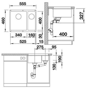 Кухонная мойка Blanco Rotan 340/160-U 521351 Кофе — фото 2, Кухонные мойки