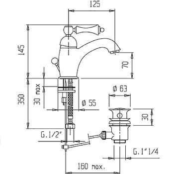 Смеситель для раковины Cezares Margot MARGOT-LSM1-01-Bi Хром — фото 2, Смесители для раковины