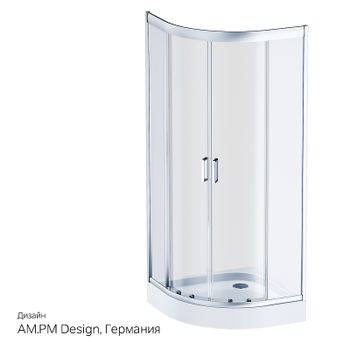 Душевой уголок AM.PM Gem 80х80 W90G-401-080WT радиальный профиль Матовый хром стекло прозрачное — фото 11, Душевые уголки четверть круга