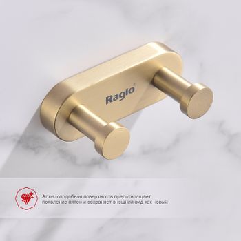 Вешалка для полотенец Raglo R300.052.03 Золото матовое — фото 3, Крючки для полотенец