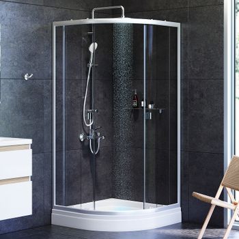 Душевой уголок AM.PM X-Joy Twin Slide 90х90 W88G-205-090MT64 профиль Хром матовый стекло прозрачное — фото 2, Душевые уголки четверть круга