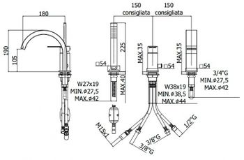 Смеситель на борт ванны Paffoni Ringo RIN040LNO Черный матовый — фото 2, Смесители на борт ванны