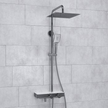 Душевая система WasserKRAFT A113.118.126.CH Thermo с термостатом Хром Белая — фото 8, Душевые стойки