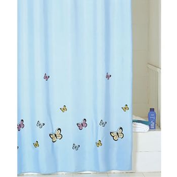 Штора для ванны Iddis Butterfly 200x200 Голубая — фото 1, Шторы для ванной