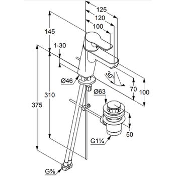 Смеситель для раковины Kludi Pure Easy 373829165 Белый Хром — фото 3, Смесители для раковины