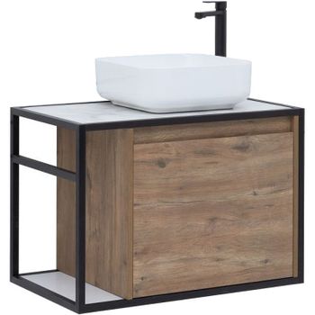 Тумба под раковину Aquanet Nova Lite Loft 75R 261657 подвесная Дуб рустикальный — фото 1, Тумбы под раковину