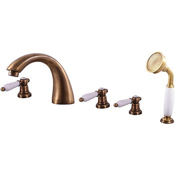 Смеситель на борт ванны Rav Slezak Morava retro MK569.5PSM Бронза — фото 1, Смесители на борт ванны