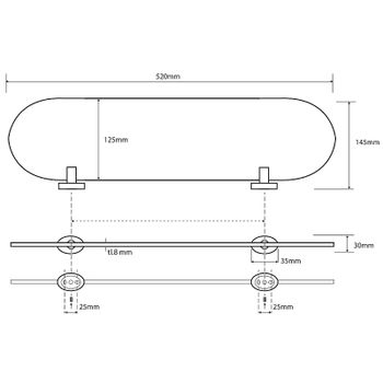 Стеклянная полка Bemeta Oval 118402031 Хром — фото 2, Полки для ванной и душа