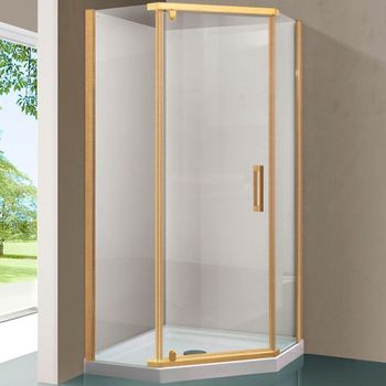 Душевой уголок Vincea Stresa 90x90 VSP-1S900CLG профиль Брашированное золото стекло прозрачное — фото 1, Душевые уголки трапеция