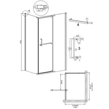 Душевой уголок Grossman Pragma 110х80 120.K33.03.1180.42.00 профиль Графит сатин стекло прозрачное — фото 11, Прямоугольные душевые уголки