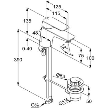 Смеситель для раковины Kludi Ameo 410290575 Хром — фото 5, Смесители для раковины