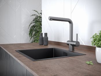 Смеситель для кухни Paulmark Dosse Do214418-GM Вороненая сталь — фото 2, Смесители для кухни