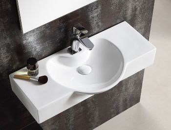 Раковина CeramaLux 80 STR4282B Белая — фото 2, Раковины подвесные