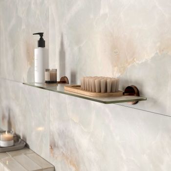 Стеклянная полка WasserKRAFT Asphe K-77724 Розовое золото — фото 2, Полки для ванной и душа