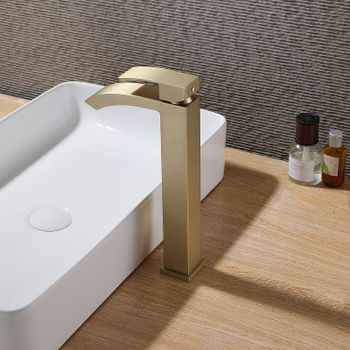 Смеситель для раковины Abber Wasserfall AF8611G Золото матовое — фото 2, Смесители для раковины