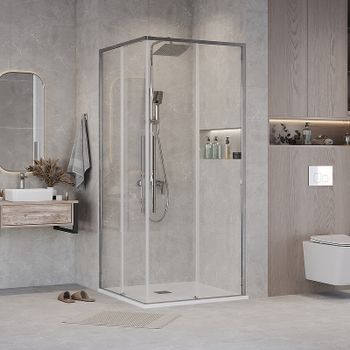 Душевой уголок Grossman Galaxy 90х90 300.K33.01.9090.10.00 профиль Хром стекло прозрачное — фото 1, Квадратные душевые уголки