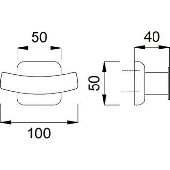 Двойной крючок Nofer Classic 09017.B Нержавеющая сталь глянцевая — фото 2, Крючки для полотенец