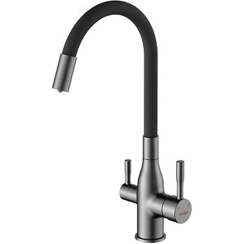 Смеситель для кухни Frap H96 F4396-15 Оружейная сталь — фото 1, Смесители для кухни