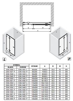 Душевая дверь New Trendy Avexa Black 120 R EXK-1555 профиль Черный стекло прозрачное — фото 14, Распашные душевые двери