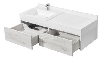 Тумба под раковину Aquaton Сакура 100 1A234901SKW80 подвесная Ольха наварра Белый глянец — фото 2, Тумбы под раковину