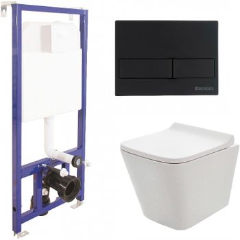 Комплект унитаза AQUAme AQM2004 с инсталляцией Berges Novum L5 040215 с сиденьем Микролифт и Черной матовой клавишей смыва — фото 1, Комплекты унитаз + инсталляция