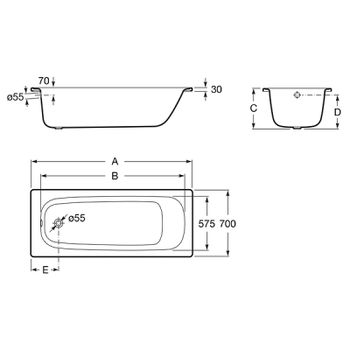 Стальная ванна Roca Contesa 160x70 23596000O без антискользящего покрытия — фото 5, Стальные ванны